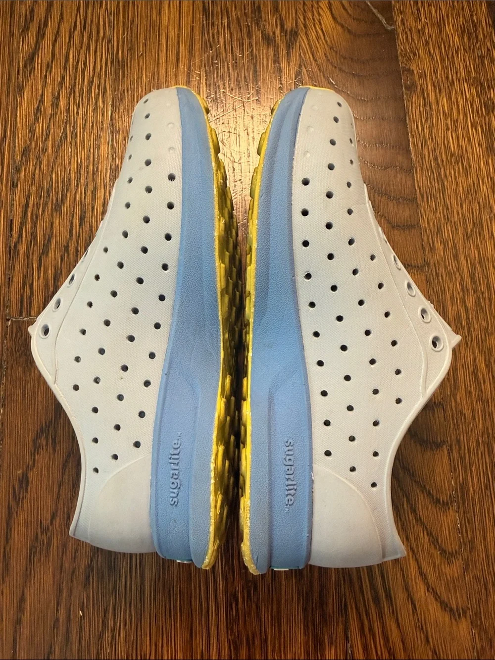 Native Kids Sugarlite Water Shoes in Light Blue with Yellow Accents